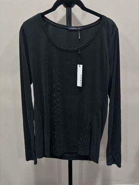 KORAL Long Sleeve Ribbed Top | Size L | Color: Black | NWT